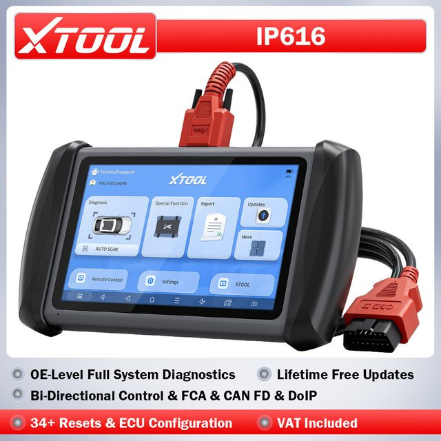 XTOOL InPlus IP616 OBD2 Scanner Vollsystem-Diagnosegerät in Schwarz mit bidirektionalem Scan-Tool, 34+ Reset-Diensten, aktivem Test, ECU-Konfiguration sowie CANFD und DoIP Unterstützung - Bild 1