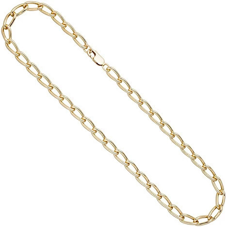 Colfem Halskette, Lang-Panzerkette, 925 Silber, gold vergoldet, 45 cm, Unisex - Bild 1