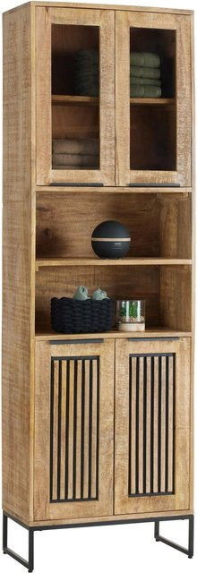 Mömax Hochschrank Everest aus Mango-Holz und Metall in Naturfarben/Schwarz, B/T/H: 60 x 32 x 190 cm - Bild 1