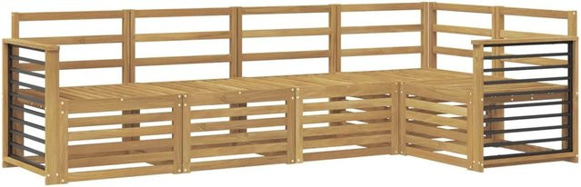 vidaXL Outdoor-Sofagarnitur 5-teilig aus Akazienholz in Weiß, L-Form mit Latten-Design, B/T/H: 247 x 128,5 x 73 cm - Bild 1