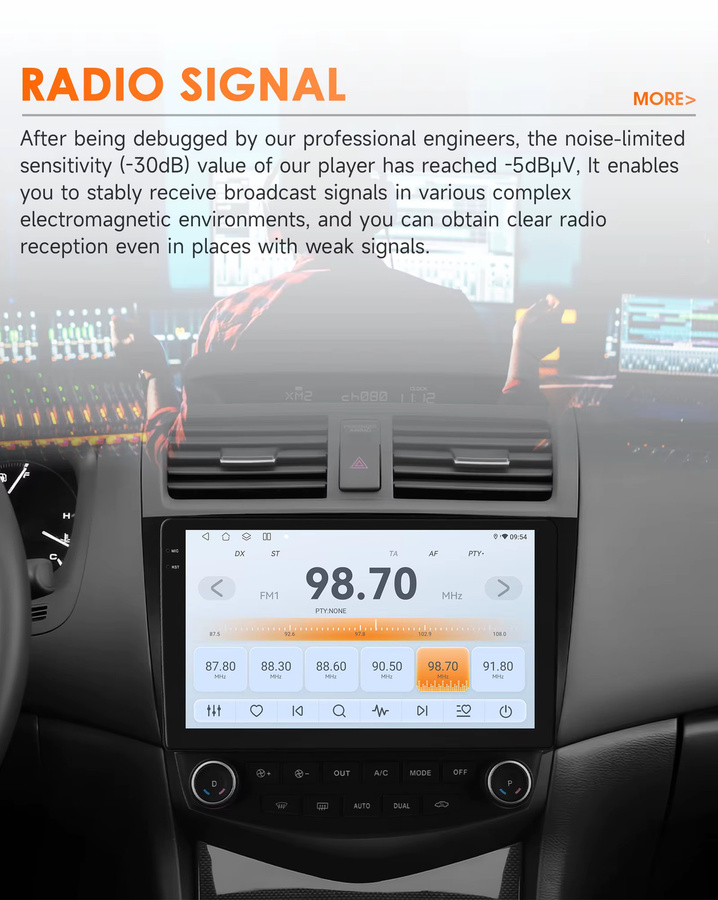 OSSURET 2 DIN Autoradio mit Android 14 für Honda Accord 7 (2003-2007), inklusive 360 Grad Panoramakamera, CANBUS, kabelloses Carplay, Android Auto, DSP Audio, 4G-LTE und WLAN, Farbe: Schwarz - Bild 4