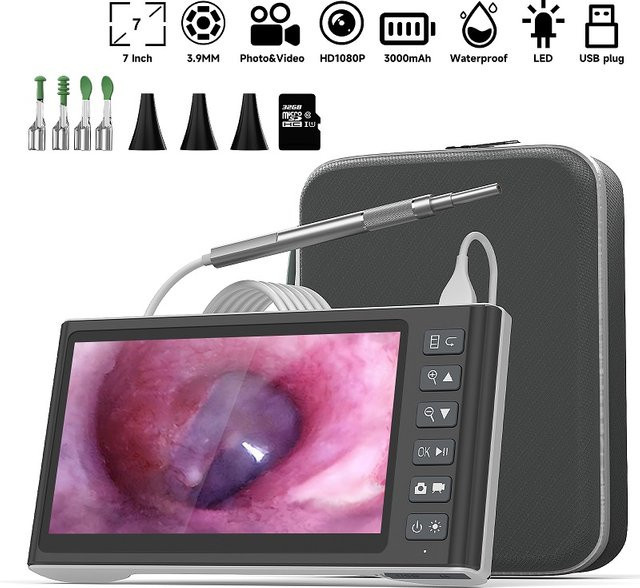 ENWOR Digitale Ohrreinigungskamera mit 7'' IPS Bildschirm, 3,9 mm, HD1080P - Bild 1