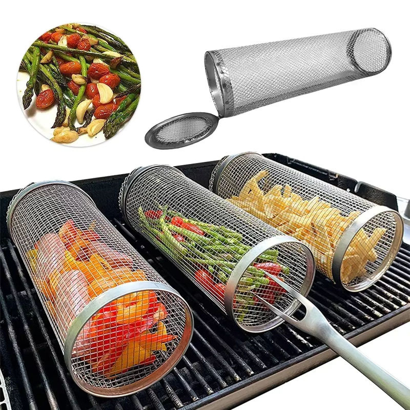 Runder Grillkorb aus Edelstahl von DUTRIEUX in Silber für Outdoor und Camping - Bild 6