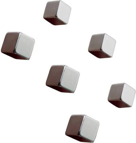 Sigel Neodym-Magnete C5 Strong in Würfelform, Silber, 6 Stück, B/T/H: 10 x 10 x 10 mm - Bild 1