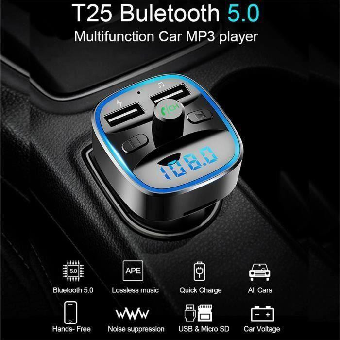 Techtrusty Aktivität-T25 Bluetooth 5.0 FM-Transmitter mit Dual-USB-Autoladegerät und Freisprecheinrichtung in Schwarz - Bild 2