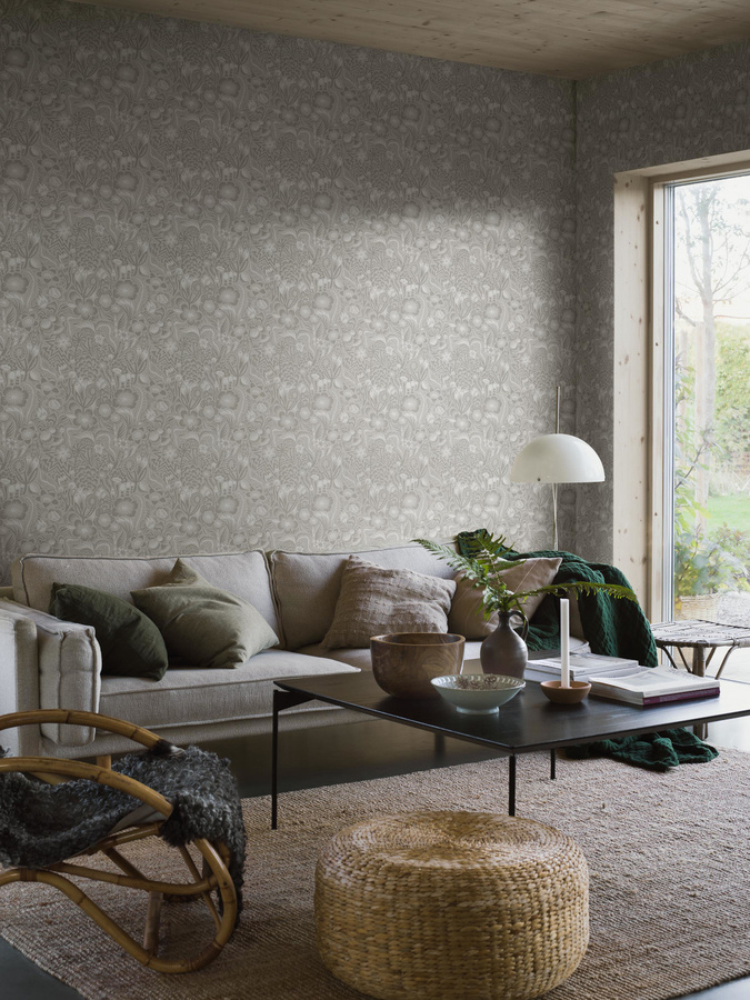 Boråstapeter Studio Mural Hanna Werning Pangsurr Wandtattoo in Grau mit floralem und organischem Design - Bild 2