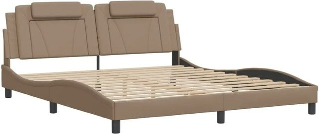 vidaXL Bettgestell mit LED-Beleuchtung und USB-Ladeport in Cappuccino-Braun, B/T/H: 180 x 200 x 185 cm - Bild 1