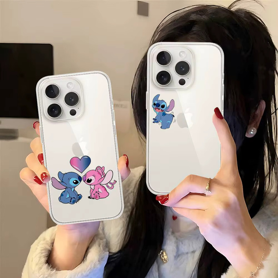 Mesuca Stoßfeste Handyhülle mit Cartoon Stitch Design für iPhone 17 16 15 14 13 12 11 Pro Max Plus Transparent - Bild 3