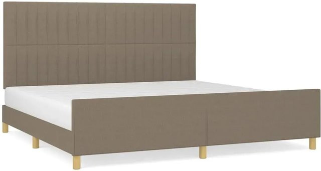 vidaXL Bettgestell mit Kopfteil aus Stoff und Lärchenholz in Beige/Grau B/T/H: 200 x 200 x 128 cm - Bild 1