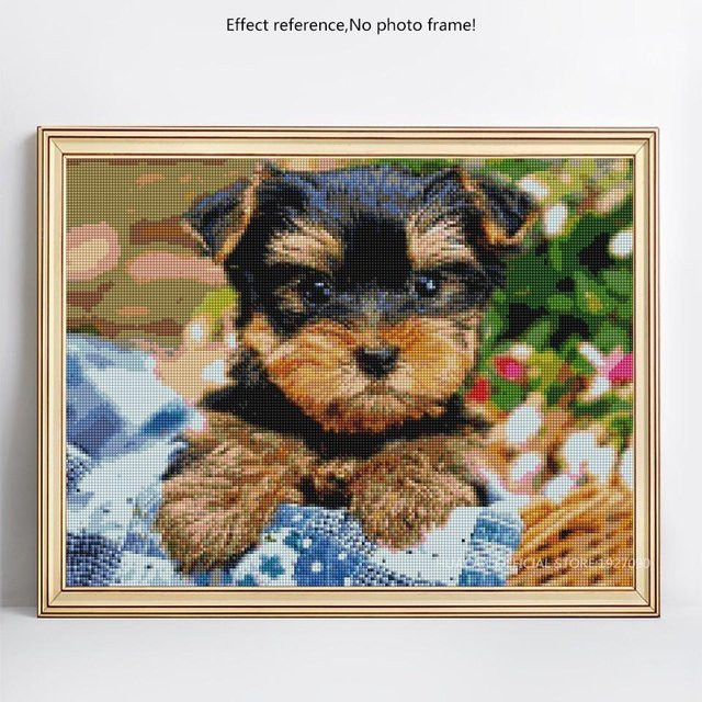 FIYO Diamantmalerei Hund als Strass Diamantstickerei in Schwarz und Multicolour, B/H: 20 x 30 cm - Bild 1