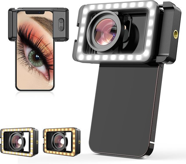 APEXEL 4K HD 15X Makroobjektiv mit LED-Fülllicht in Schwarz für iPhone 13, iPhone 14, Samsung und alle Smartphones - Bild 1
