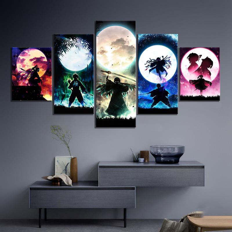 5er Set Anime Poster Rengoku Kyoujurou Kimetsu No Yaiba Demon Slayer Leinwand Wandkunst Multicolor, B: 30 cm, H: 40 cm (2 Stück), B: 30 cm, H: 60 cm (2 Stück), B: 30 cm, H: 80 cm (1 Stück) - Bild 2