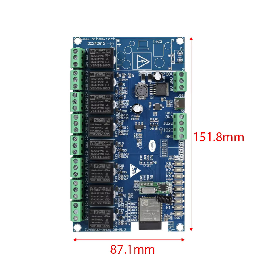 IoTorero 8CH Relaismodul für ESPHome mit Inching und Self Lock, kompatibel mit Home Assistant - Bild 2