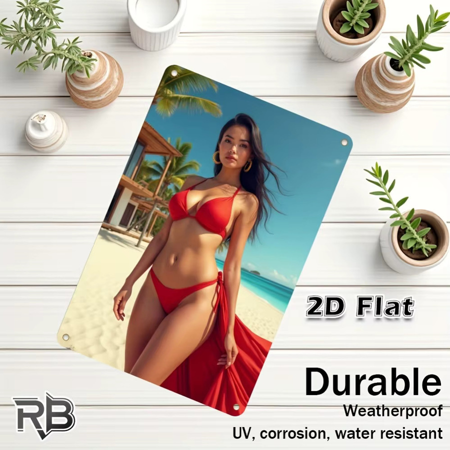 HELLOYOUNG Metall-Wandkunst Bikini-Mädchen Portrait als 2D-Flugzeug-Dekoration - Bild 1