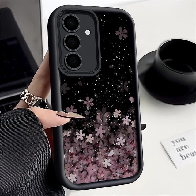 Kirschblüten Silikonhülle für Samsung Galaxy S25 S24 S23 Ultra S24 FE A55 A35 5G TPU Cover in Braun - Bild 1