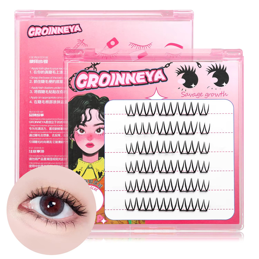 GROINNEYA Manga Lash Clusters, künstliche Wimpern, natürlich, Unisex - Bild 2