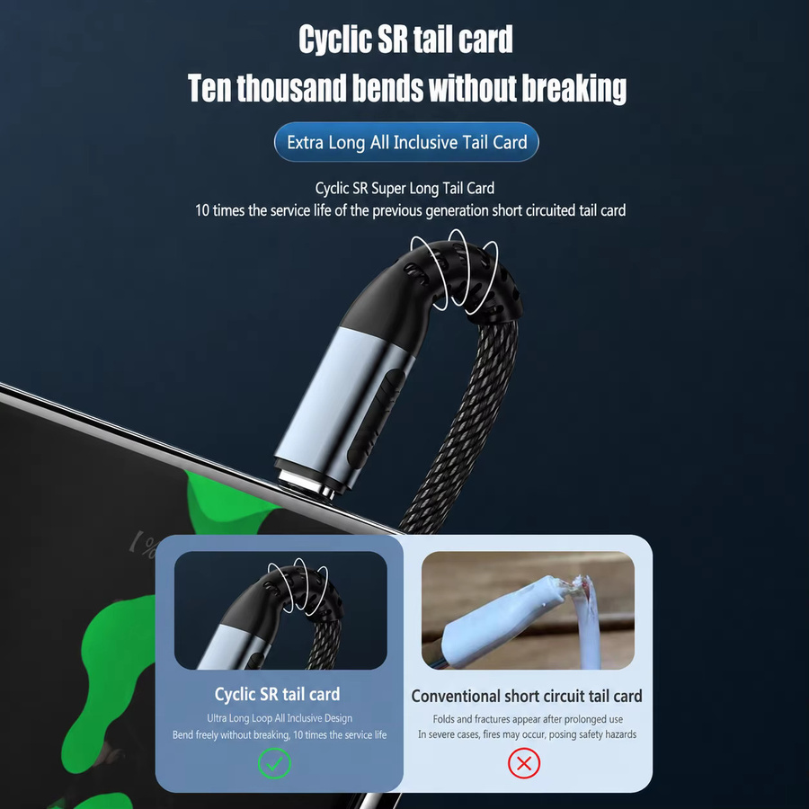 240W USB-C zu USB-C Schnellladekabel PD 3.1 mit E-Marker Chip, Nylon-ummanteltes Typ-C Ladekabel für Laptop, Tablet und Smartphone, Schwarz - Bild 5