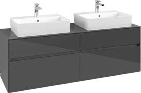 V&B Waschtischunterschrank Collaro für 2 Waschbecken in Glossy Grey, B/T/H: 160 x 54,8 x 50 cm - Bild 1