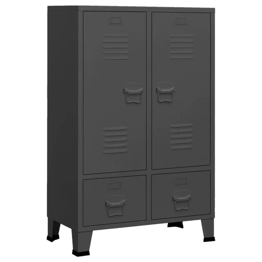 vidaXL Kleiderschrank im Industrie-Stil aus Stahl in Anthrazit mit integrierten Schubladen, B/T/H: 67 x 35 x 107 cm - Bild 2