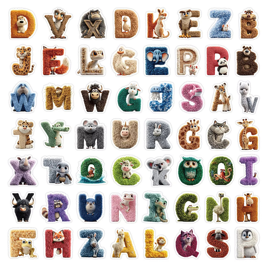 RecordingYourLife Store Tier-Alphabet Dekorationsaufkleber, 56 Blatt, Mehrfarbig, für Tagebuch, Planer und DIY-Bastelarbeiten - Bild 3