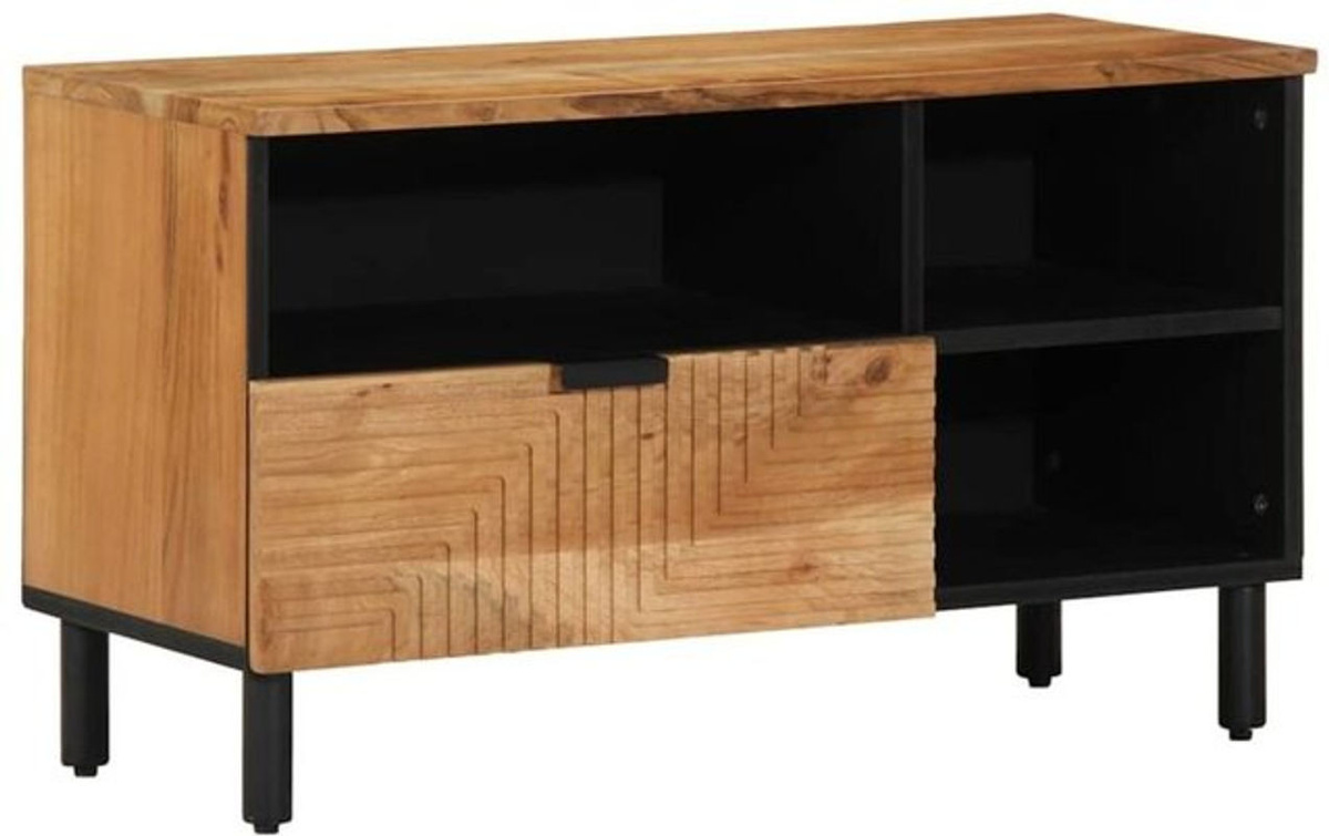 Vidaxl TV-Schrank aus Massivholz Akazie in Braun mit Regal im Industrial Design, B/T/H: 80 x 33,5 x 46 cm - Bild 1