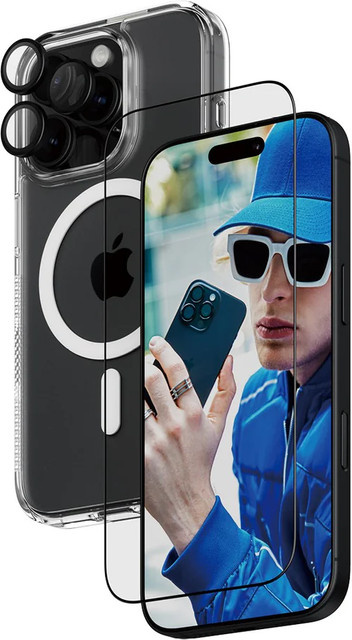 PanzerGlass 3-in-1 Schutzset für Apple iPhone 16 Pro mit Bildschirmschutz, Objektivschutz und hinterer Abdeckung, transparent, MagSafe kompatibel - Bild 1