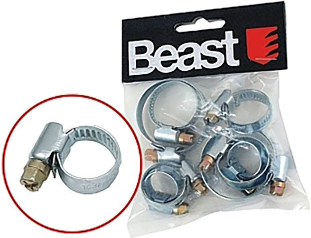 BEAST Schlauchschellen Set 8-teilig aus Edelstahl in Silber mit den Größen 10-16mm, 12-22mm, 16-17mm und 25-40mm - Bild 1