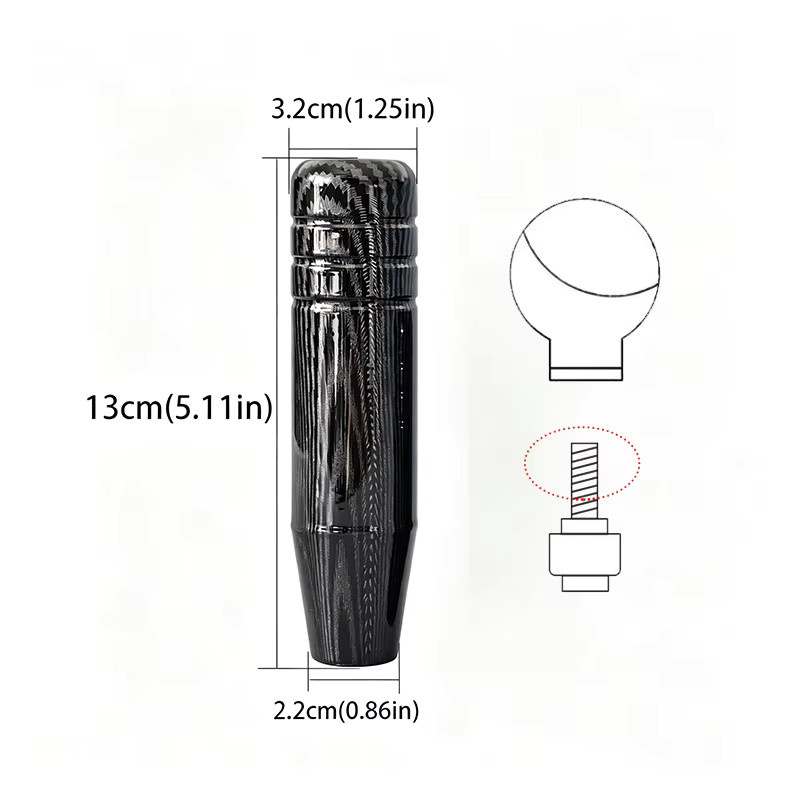 JDM RACING Carbon-Schaltknauf in Schwarz für Auto-Schaltgetriebe mit Adapter, universeller Schalthebelknopf zur Fahrzeugmodifikation, B: 13 cm, T: 9 cm - Bild 3