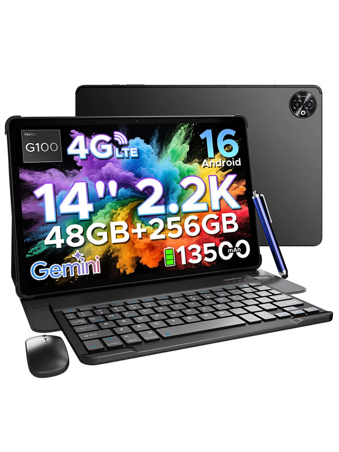 DOOGEE Tab E3 Max 2-in-1 Tablet Android 16 mit 14 Zoll 2.2K Display, 48GB RAM, 256GB ROM und 13500mAh Akku in Schwarz - Bild 4