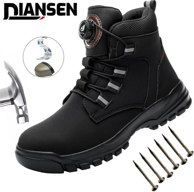 Kankeirr Wasserfeste Herren-Arbeitsstiefel mit Stahlkappe und Kevlar-Einlegesohle in Schwarz - Bild 1