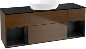 V&B Waschtischunterschrank Finion mit Wandbeleuchtung und Regal in Blau lackiert, Breite: 160 cm, Tiefe: 50,1 cm, Höhe: 50,1 cm - Bild 1