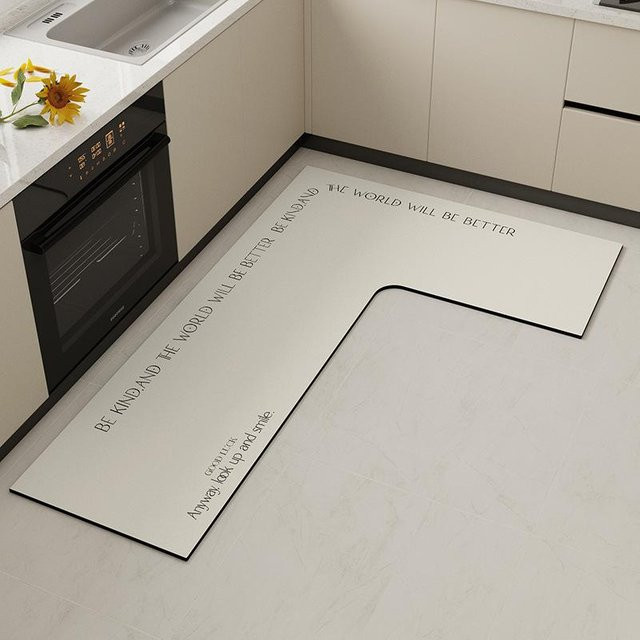 L-förmige Küchenbodenmatte von Yiran Furniture, saugfähige und rutschfeste Kieselalgen-Schlamm-Fußmatte für Küche und Badezimmer, B/T/H: 80 x 150 x 45 cm - Bild 1