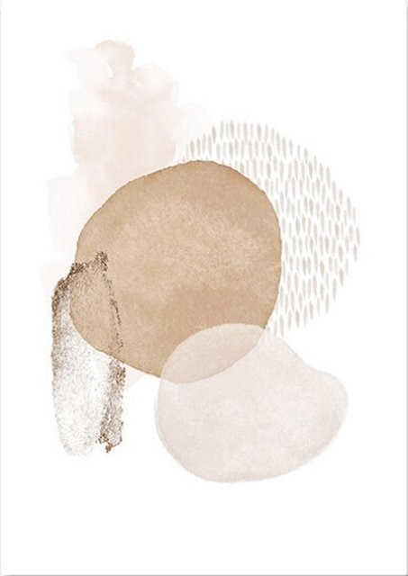 TPFLiving Luxus Poster Leinwand Modell C mit abstrakten Motiven in Beige, Braun und Weiß, Breite: 40 cm, Höhe: 60 cm - Bild 1