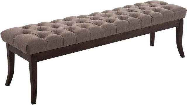 CLP Sitzbank Ramses Chesterfield Stoff in Taupe mit Holzbeinen, Breite: 150 cm, Höhe: 46 cm - Bild 1