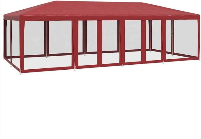 vidaXL Partyzelt Rot mit 12 Mesh-Seitenteilen B: 8 m, T: 4 m, H: 2,68 m - Bild 1