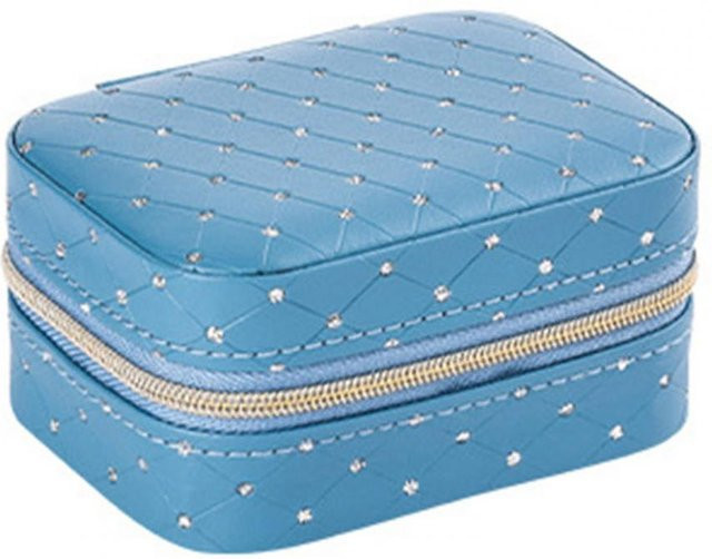 jinmeige Schmuckorganizer-Box, Kunstleder, Strasssteinen besetzt, blau, Kinder - Bild 1