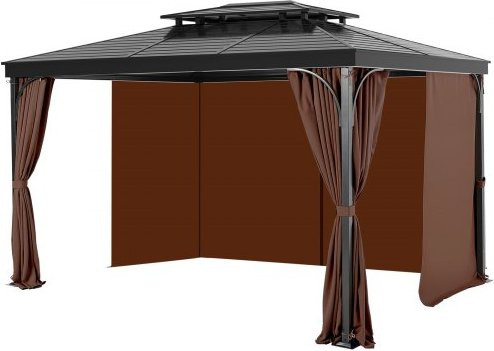VEVOR Gazebo Vorhänge für Außenbereiche, 4-Panel Sichtschutz mit Reißverschluss aus Polyester, Farbe: Braun - Bild 1