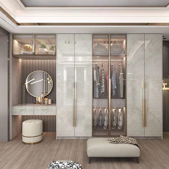 MDNG Kleiderschrank in Weiß mit Glastüren und integrierter Beleuchtung, B/T/H: 100 x 60 x 240 cm - Bild 1