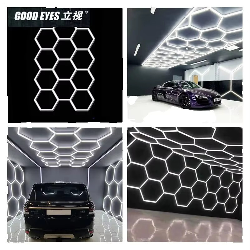 GOOD EYES Sechseckige LED Deckenleuchte 6500K für Autodetailing und Werkstatt DIY Montage - Bild 3
