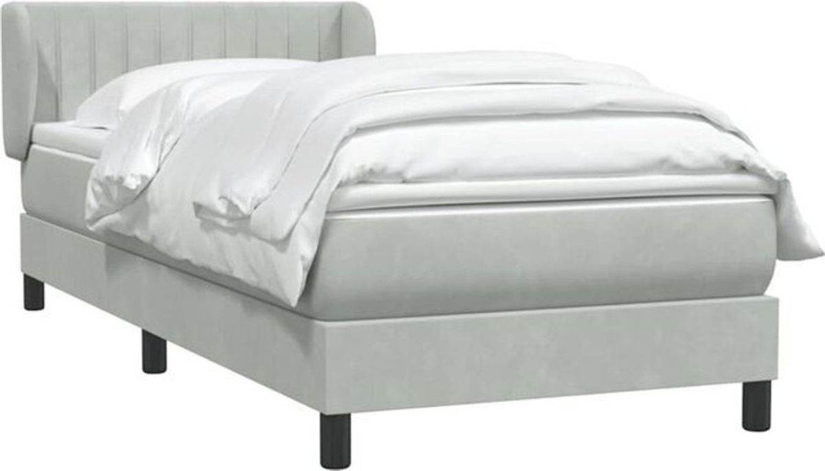 vidaxl Boxspringbett mit Matratze aus Samt in Grau, B/L: 80 x 210 cm - Bild 1
