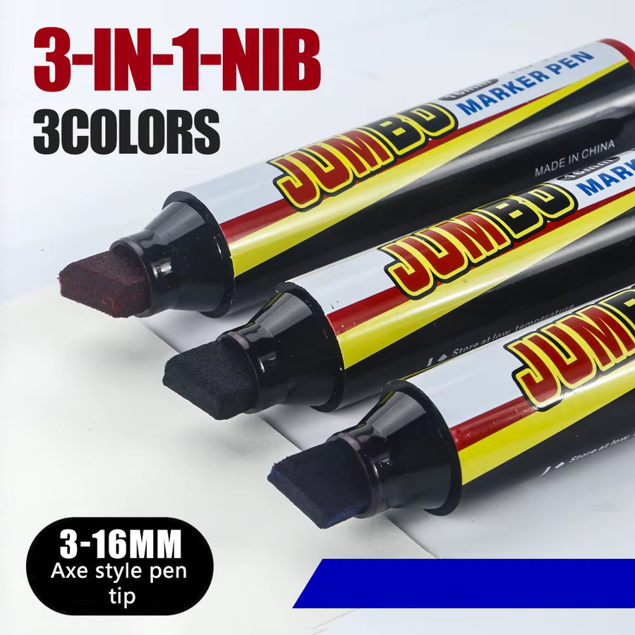Farbmarker Set mit 3-16 mm Stiftspitzen in Schwarz, Rot und Blau, wasserfeste und schnell trocknende Permanentmarker für Büro und Schule - Bild 2