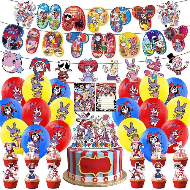 HauteHive Digitaler Zirkus Ballon-Set aus Papiermaterial in Mehrfarbig (Gelb, Rot, Blau) für Geburtstagsfeiern - Bild 1