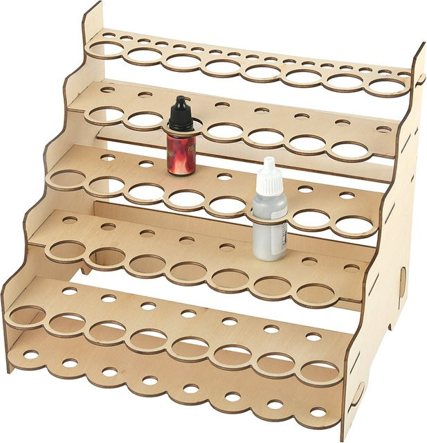 Praktisches mehrschichtiges DIY-Pigmentregal aus Holz mit mehreren Schlitzen zur Farborganisation - Bild 1