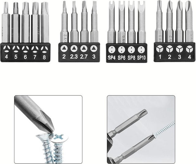 VIBRATITE Schraubendreher-Bit-Set mit U-förmigen Y-Typ und dreieckigen Kreuz-Bits, Länge: 50 mm - Bild 1