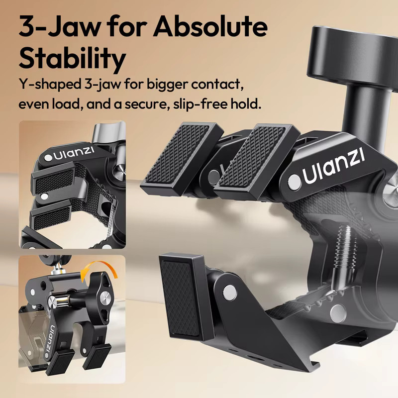 Ulanzi CO78 Magic Arm Kit in Schwarz mit 3-Klauen-Superklemme, 2-teiligem Magic Arm und Handyhalterung für die Fotografie - Bild 5