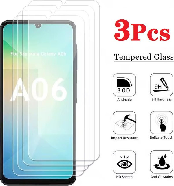 3er-Pack HD Displayschutzfolie aus gehärtetem Glas für Samsung Galaxy A06, A16 und A56, transparent - Bild 1
