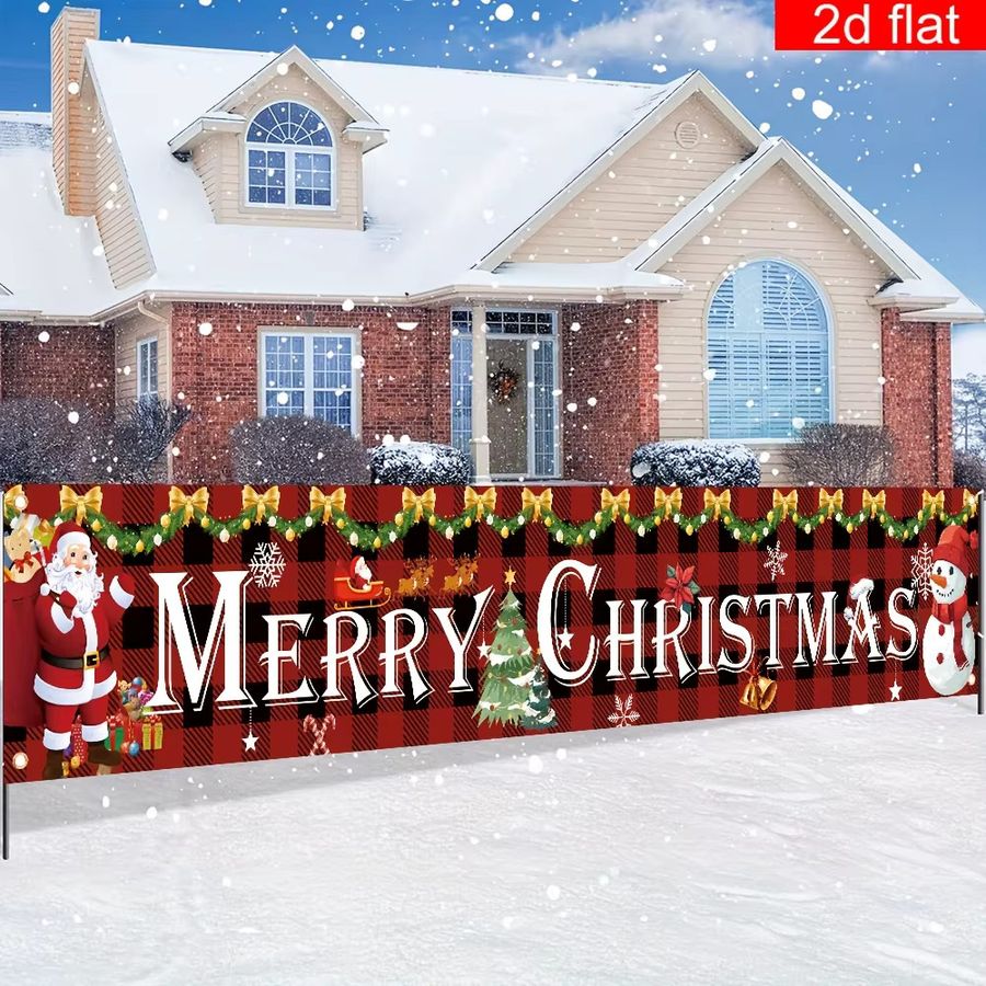 VIKAMA Großes Frohe Weihnachten Banner für Zaun und Heimdekoration zur Weihnachtszeit und für den Winterurlaub - Bild 2