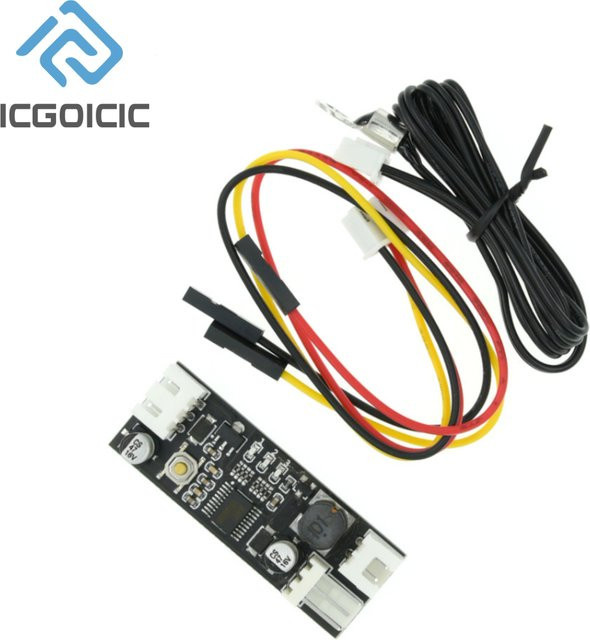 SZYTF PWM-Lüftercontroller 12 V 0,8 A in Schwarz mit Temperaturregelung und NTC B 50K 3950 für 3/3-Draht-Lüfter - Bild 1