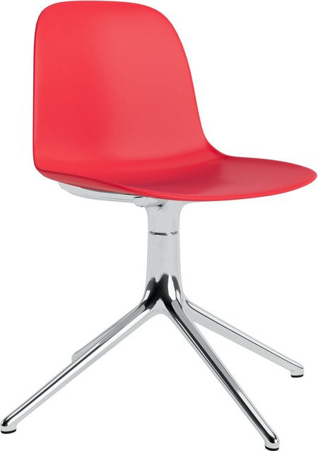 Normann Copenhagen Form Drehstuhl in Rot mit Aluminiumgestell - Bild 1