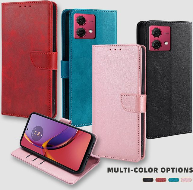 Motorola Business Leder Handyhülle mit Magnetischer Brieftasche für Moto g54 g84 g14 g100 g73 g53j g53y g53 g23 g13 g72 g62 g52j in Blau und Rot - Bild 1
